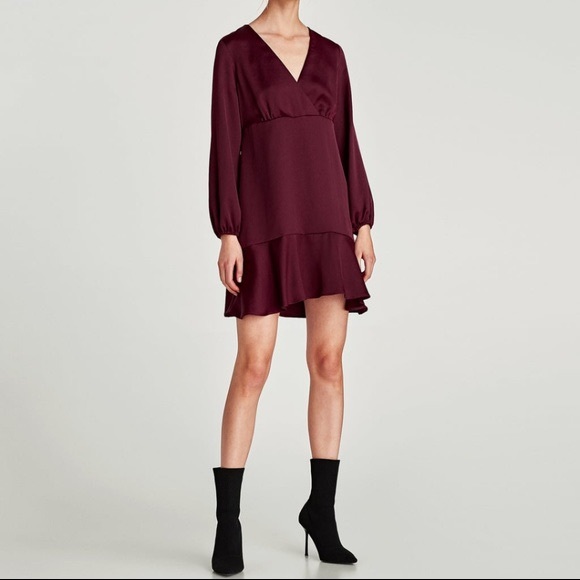 Zara purple ruffle bottom dress - Picture 1 of 9